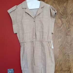 Time and Tru tan cotton short sleeve dress size M NWT
